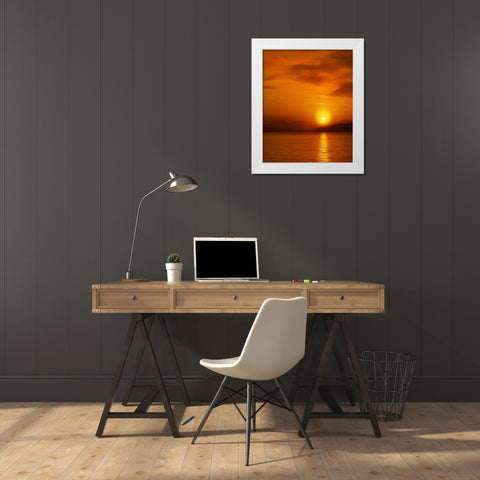 Washington, Snohomish Co Sunset over Puget Sound White Modern Wood Framed Art Print by Terrill, Steve