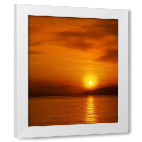 Washington, Snohomish Co Sunset over Puget Sound White Modern Wood Framed Art Print by Terrill, Steve