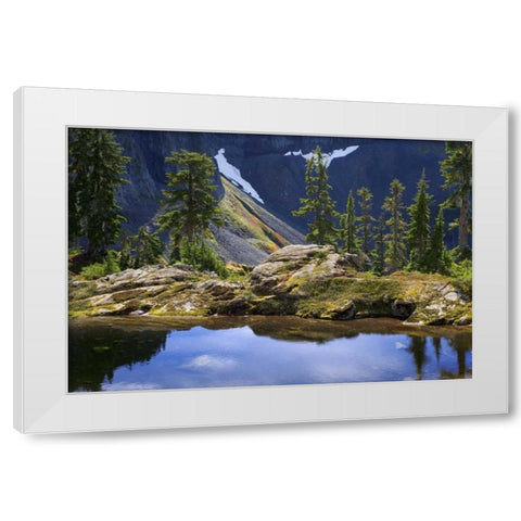 WA, Mount Baker Wilderness, A mountain tarn White Modern Wood Framed Art Print by Paulson, Don