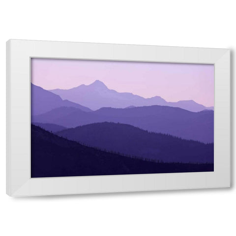 WA, Pasayten Wilderness Sunset on mountains White Modern Wood Framed Art Print by Paulson, Don