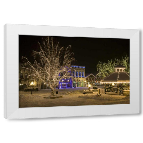 USA, Washington, Leavenworth, Christmas Lights - White Modern Wood Framed Art Print by Paulson, Don