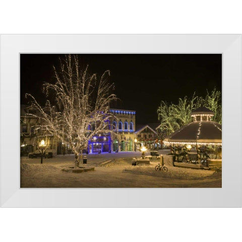 USA, Washington, Leavenworth, Christmas Lights - White Modern Wood Framed Art Print by Paulson, Don