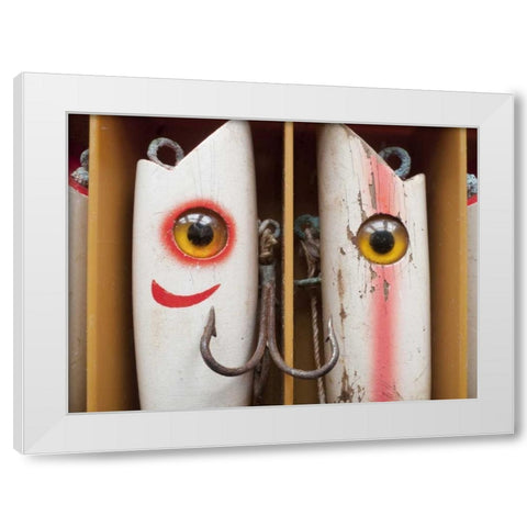 Washington, Seabeck Vintage fishing lures White Modern Wood Framed Art Print by Paulson, Don