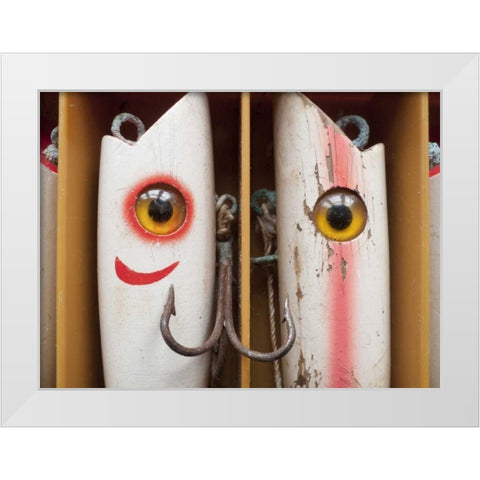 Washington, Seabeck Vintage fishing lures White Modern Wood Framed Art Print by Paulson, Don