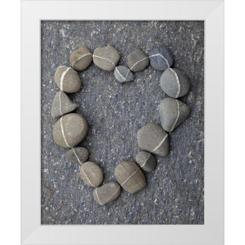 USA, Washington Rocks arranged in a heart shape White Modern Wood Framed Art Print by Paulson, Don