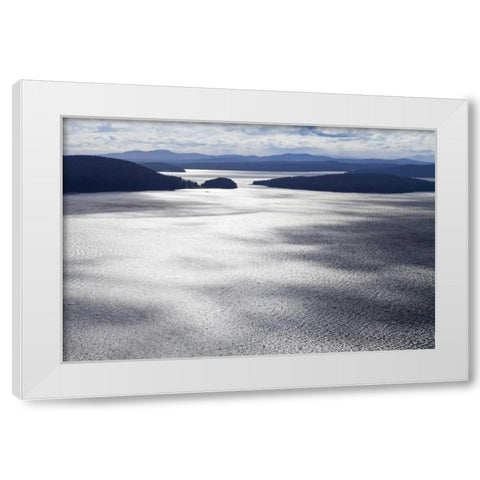 Washington, San Juans Aerial view of islands White Modern Wood Framed Art Print by Paulson, Don