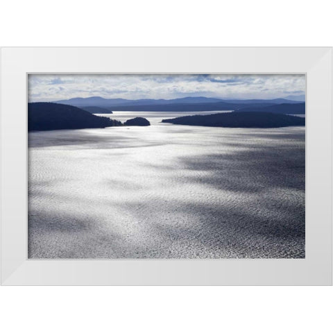 Washington, San Juans Aerial view of islands White Modern Wood Framed Art Print by Paulson, Don