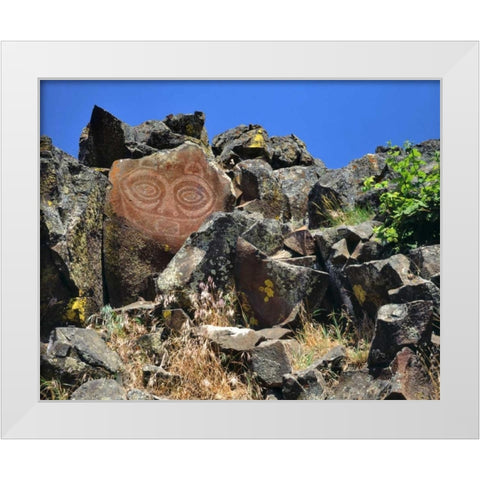 WA, Columbia GorgeTsagaglalal petroglyph White Modern Wood Framed Art Print by Terrill, Steve