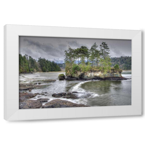 WA, Salt Creek Landscape of island in river White Modern Wood Framed Art Print by Shimlock, Jones