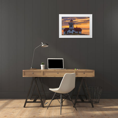 Washington, San Juan Islands Patos Lighthouse White Modern Wood Framed Art Print by Paulson, Don