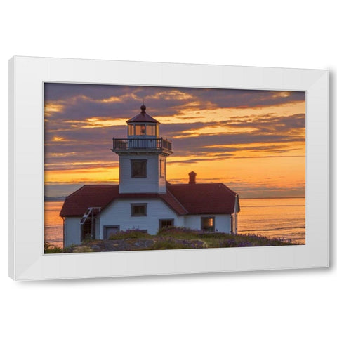Washington, San Juan Islands Patos Lighthouse White Modern Wood Framed Art Print by Paulson, Don