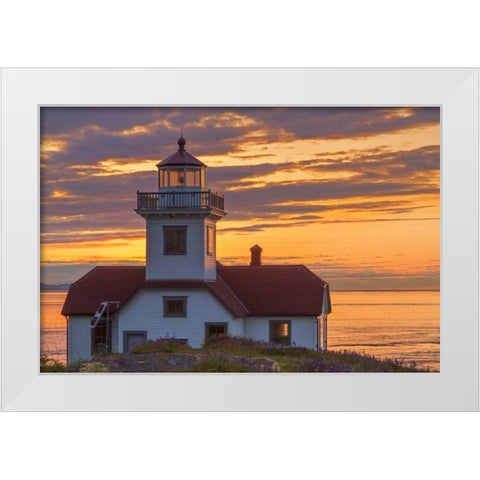 Washington, San Juan Islands Patos Lighthouse White Modern Wood Framed Art Print by Paulson, Don