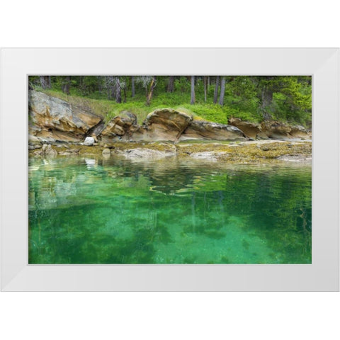 WA, San Juans Secluded bay on Sucia Island White Modern Wood Framed Art Print by Paulson, Don