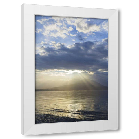 Washington, Seabeck God rays over Hood Canal White Modern Wood Framed Art Print by Paulson, Don