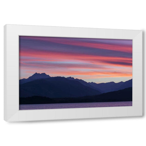 WA, Seabeck Olympic Mountains and Hood Canal White Modern Wood Framed Art Print by Paulson, Don