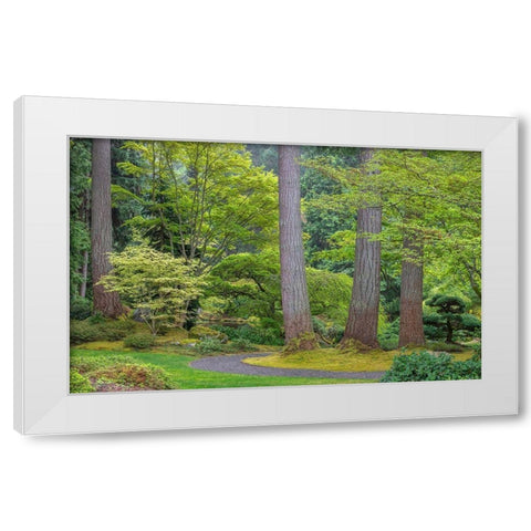 Washington State-Bainbridge Island Garden path composite panoramic White Modern Wood Framed Art Print by Jaynes Gallery