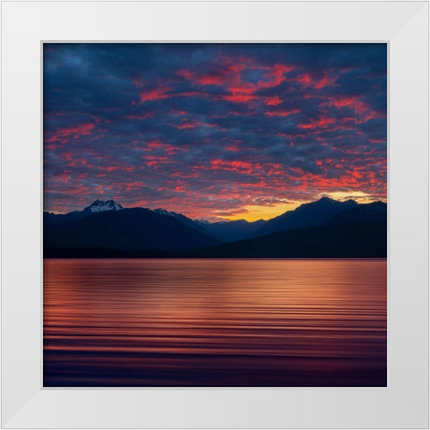Washington State-Seabeck Sunset over Hood Canal White Modern Wood Framed Art Print by Jaynes Gallery