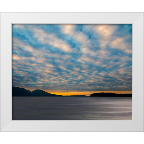 Washington-Seabeck Cloudy sunset on Hood Canal  White Modern Wood Framed Art Print by Jaynes Gallery