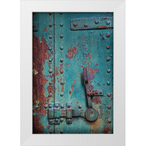 Washington State-Port Townsend Rusted metal door in fort  White Modern Wood Framed Art Print by Jaynes Gallery