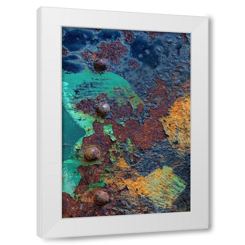 Washington State-Port Townsend-Fort Worden State Park Rusty metal of old metal boat  White Modern Wood Framed Art Print by Jaynes Gallery