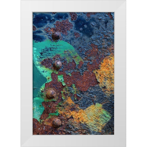 Washington State-Port Townsend-Fort Worden State Park Rusty metal of old metal boat  White Modern Wood Framed Art Print by Jaynes Gallery