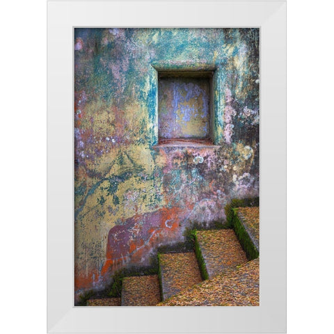 Washington State-Port Townsend-Fort Worden State Park Painted walls and stairway  White Modern Wood Framed Art Print by Jaynes Gallery