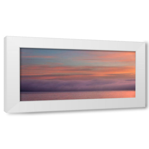 Washington State-Seabeck Panoramic sunrise over foggy Hood Canal  White Modern Wood Framed Art Print by Jaynes Gallery