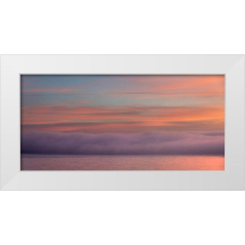 Washington State-Seabeck Panoramic sunrise over foggy Hood Canal  White Modern Wood Framed Art Print by Jaynes Gallery