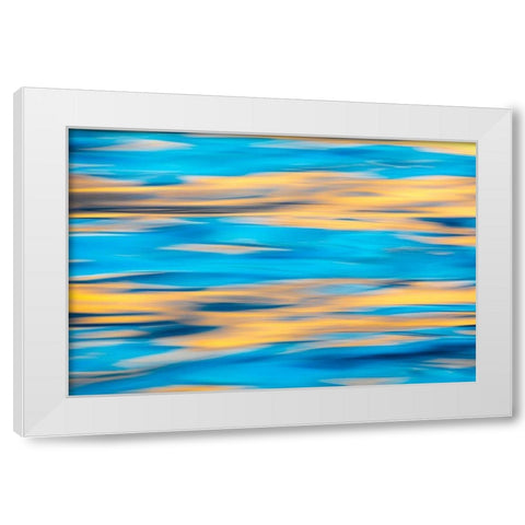 Washington State-Seabeck Blue and gold reflections on Hood Canal  White Modern Wood Framed Art Print by Jaynes Gallery