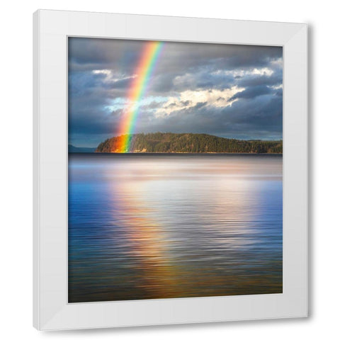 Washington State-Seabeck Rainbow over Hood Canal  White Modern Wood Framed Art Print by Jaynes Gallery