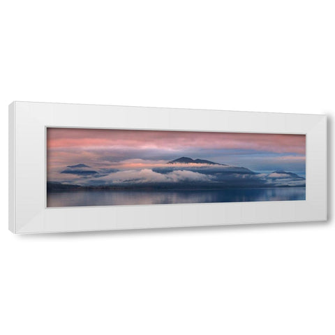 Washington State-Seabeck Panoramic of sunset over Hood Canal  White Modern Wood Framed Art Print by Jaynes Gallery