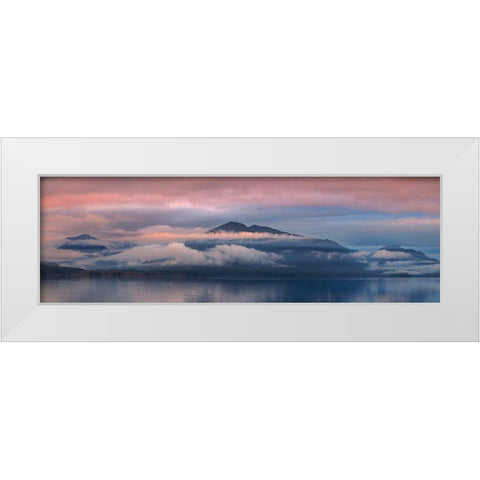 Washington State-Seabeck Panoramic of sunset over Hood Canal  White Modern Wood Framed Art Print by Jaynes Gallery