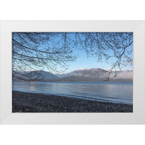 Washington State-Seabeck Winter morning on Hood Canal beach White Modern Wood Framed Art Print by Jaynes Gallery