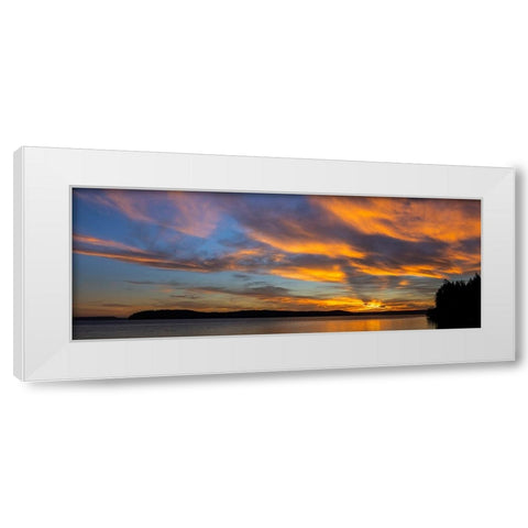 USA-Washington State-Seabeck Panoramic sunrise over Hood Canal White Modern Wood Framed Art Print by Jaynes Gallery