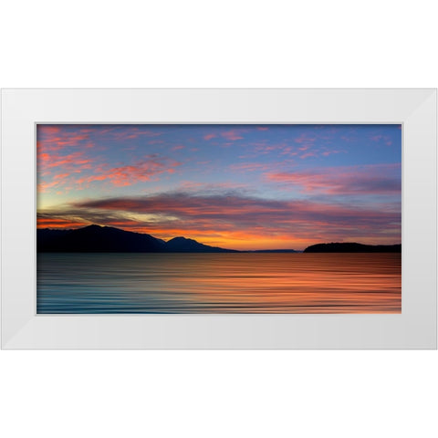 USA-Washington State-Seabeck Composite panoramic sunset over Hood Canal White Modern Wood Framed Art Print by Jaynes Gallery