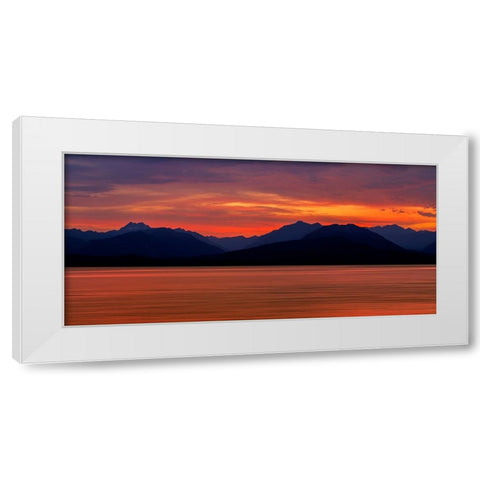USA-Washington State-Seabeck Composite panoramic sunset over Hood Canal White Modern Wood Framed Art Print by Jaynes Gallery