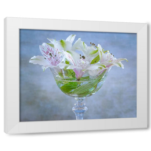 USA-Washington State-Seabeck Alstroemeria blossoms in vase White Modern Wood Framed Art Print by Jaynes Gallery