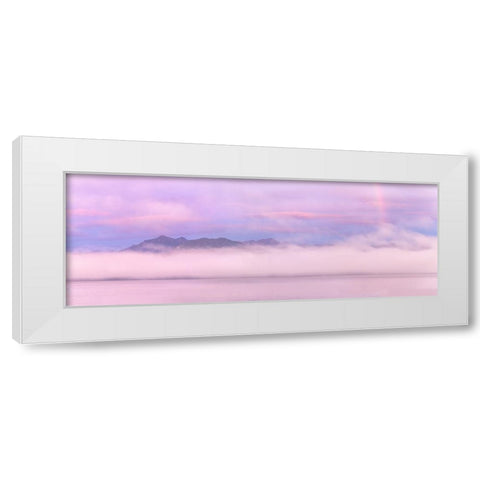USA-Washington State-Seabeck Rainbow sunrise panoramic over Hood Canal and Olympic Mountains White Modern Wood Framed Art Print by Jaynes Gallery