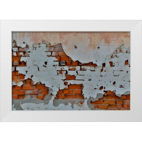 USA- Washington State- Oaksdale. Eastern Washington old painted brick wall White Modern Wood Framed Art Print by Gulin, Darrell