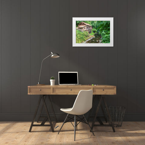 Washington State-Woodland Cedar Creek Grist Mill-near Vancouver-Washington White Modern Wood Framed Art Print by Wilson, Emily