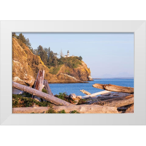 Washington State-Ilwaco-Cape Disappointment State Park Cape Disappointment Lighthouse  White Modern Wood Framed Art Print by Wilson, Emily
