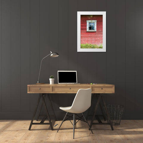 Latah-Washington State-USA-Window on the wall of an old red barn White Modern Wood Framed Art Print by Wilson, Emily M.
