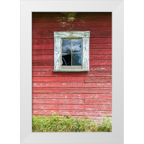 Latah-Washington State-USA-Window on the wall of an old red barn White Modern Wood Framed Art Print by Wilson, Emily M.