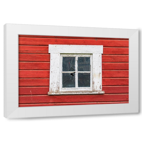 Latah-Washington State-USA-White framed window in a red barn White Modern Wood Framed Art Print by Wilson, Emily M.