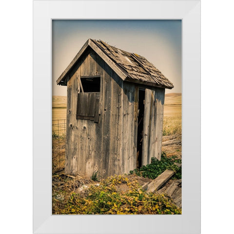 USA- Washington State- Whitman County- Palouse. Bauer Road. Outhouse. White Modern Wood Framed Art Print by Wilson, Emily M.
