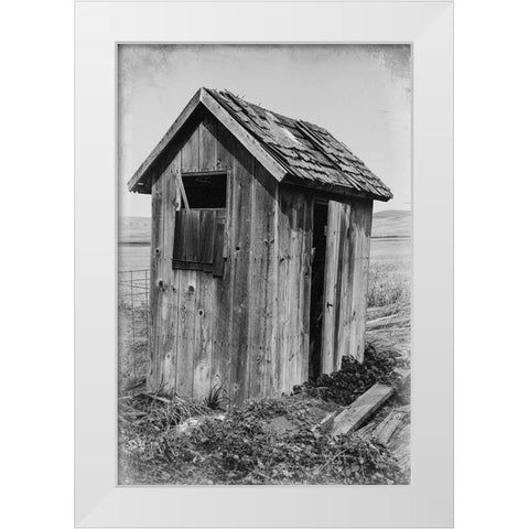 USA- Washington State- Whitman County- Palouse. Bauer Road. Outhouse. White Modern Wood Framed Art Print by Wilson, Emily M.