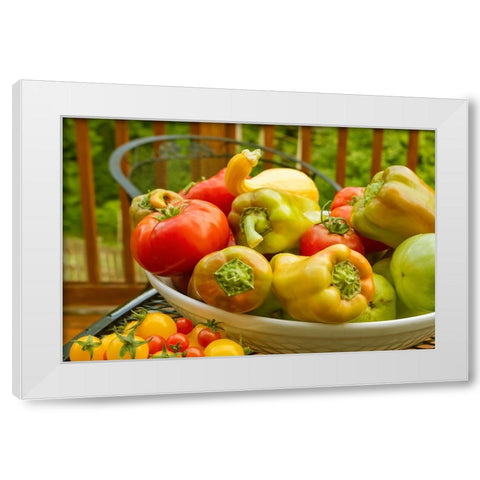 Sammamish-Washington State-USA Bowl of fresh produce White Modern Wood Framed Art Print by Horton, Janet