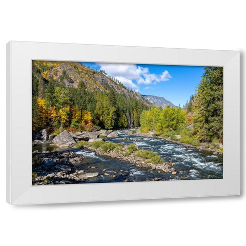 Leavenworth- Washington State- USA. View from a pipeline pedestrian bridge White Modern Wood Framed Art Print by Horton, Janet