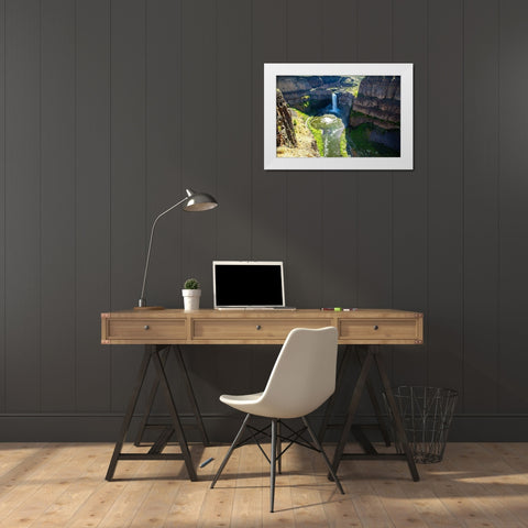 Palouse Falls State Park-Franklin and Whitman Counties-Washington State-waterfall landscape White Modern Wood Framed Art Print by Sienda, Jolly