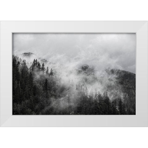 North Cascades Mountains-foggy mountain White Modern Wood Framed Art Print by Sienda, Jolly